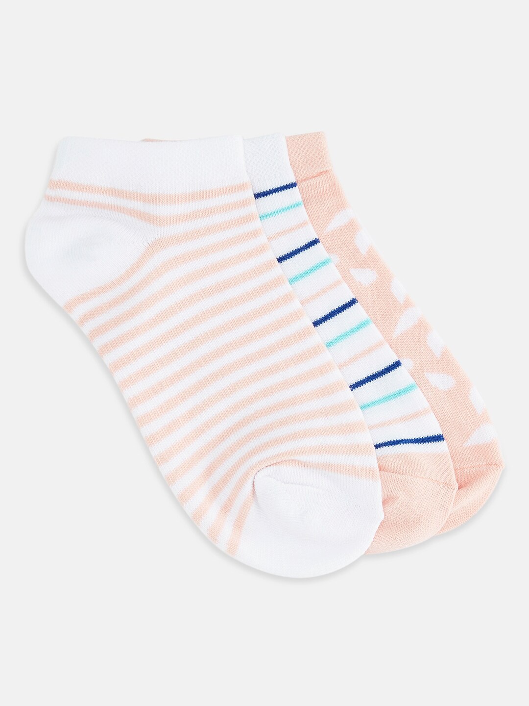 

Honey by Pantaloons Women Coral-coloured & White Pack of 3 Ankle Length Socks