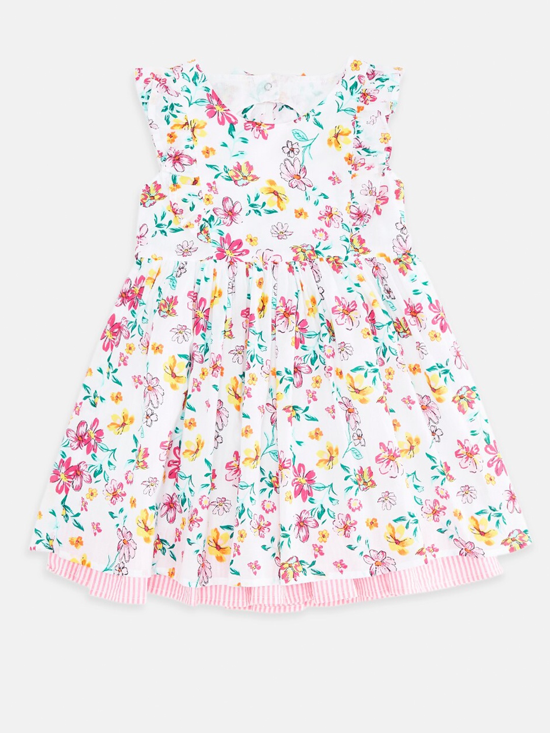 

Pantaloons Junior Girls White & Pink Floral Printed Pure Cotton Dress