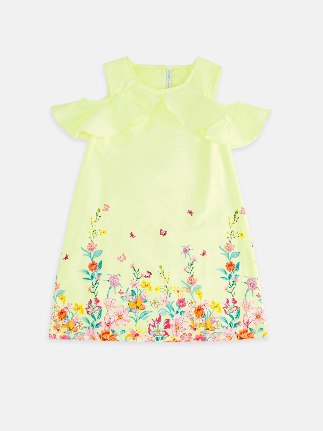 

Pantaloons Junior Girls Yellow Floral Printed A-Line Dress
