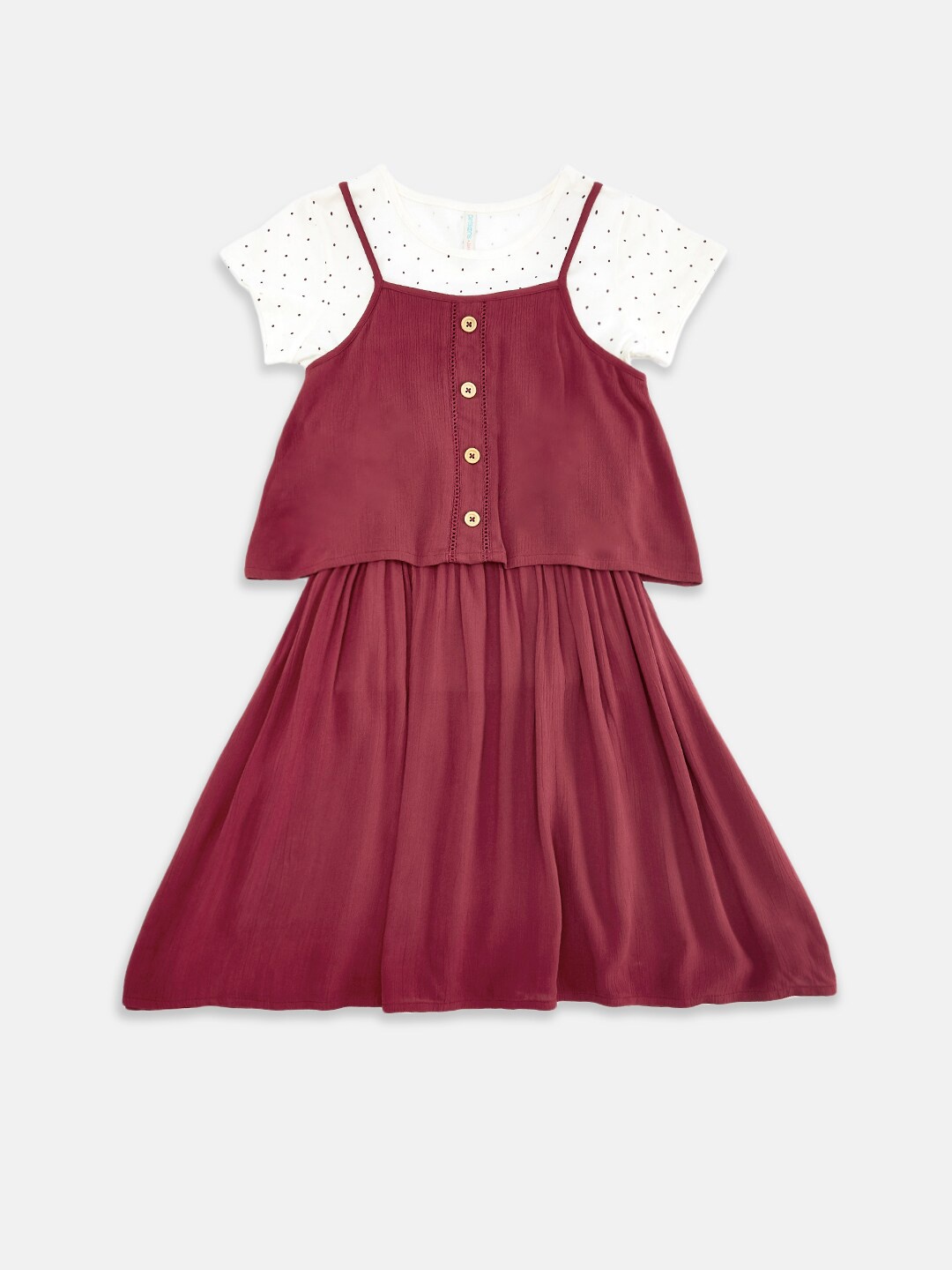

Pantaloons Junior Girls Maroon & White A-Line Dress
