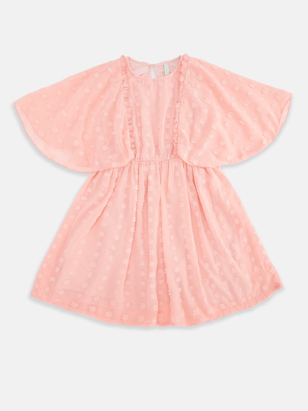 Pantaloons Junior Girls Peach-Coloured Georgette Dress