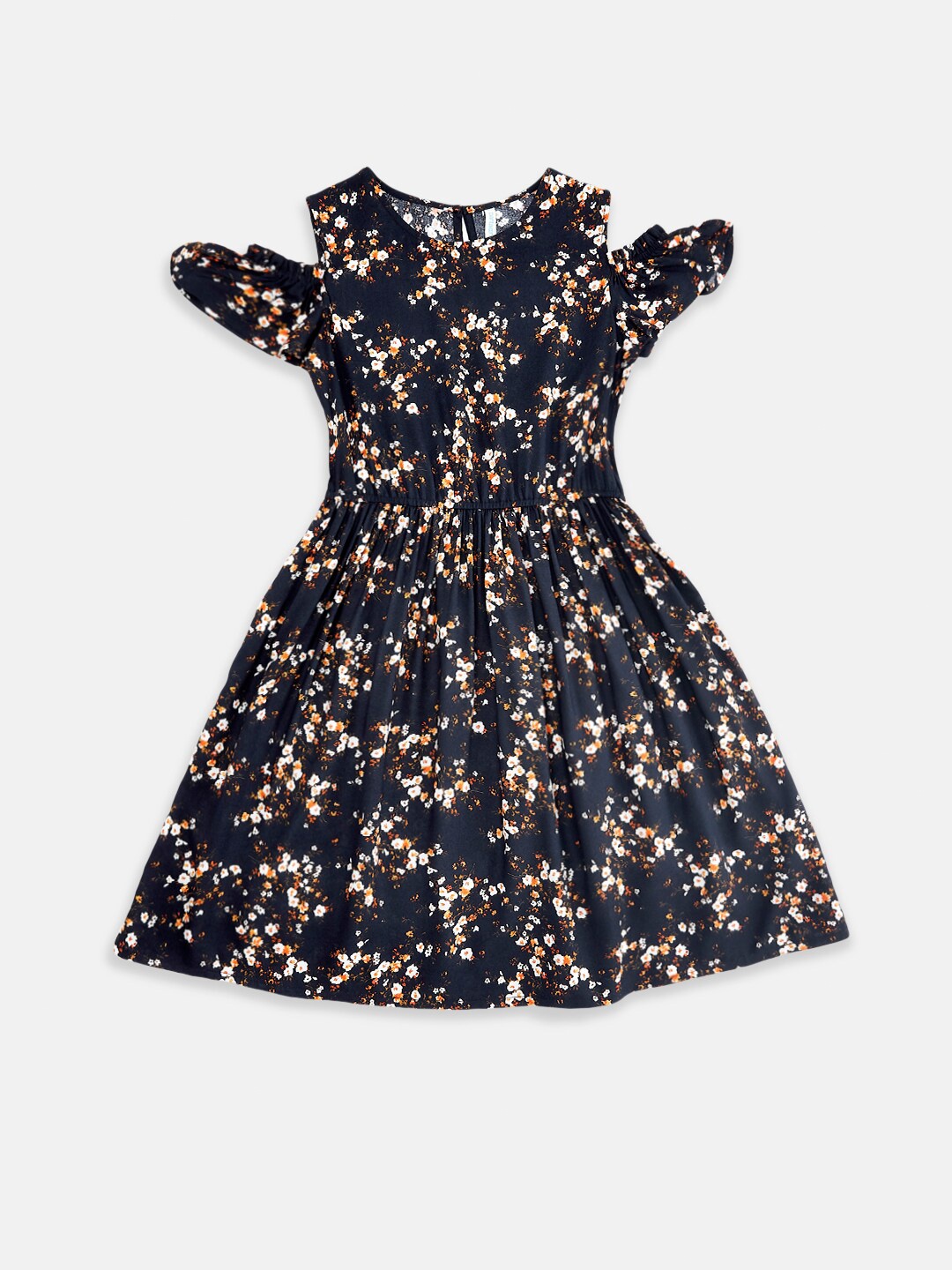 

Pantaloons Junior Navy Blue & Beige Floral Dress