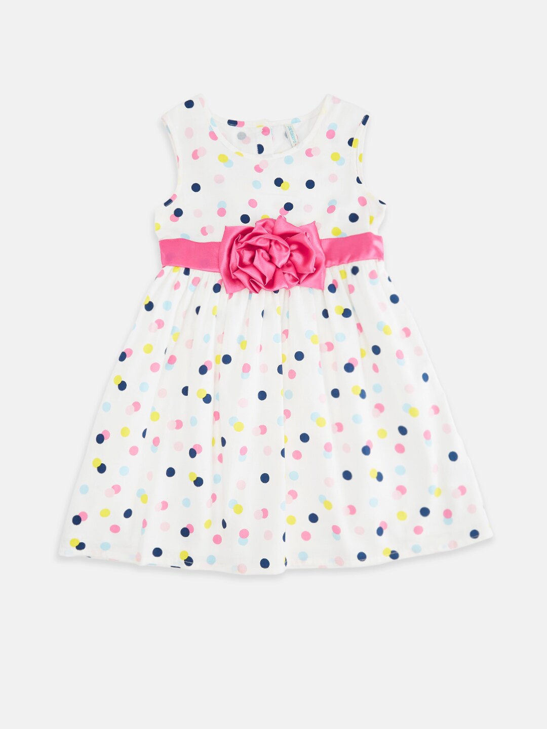 

Pantaloons Junior Girls White & Pink Printed Dress