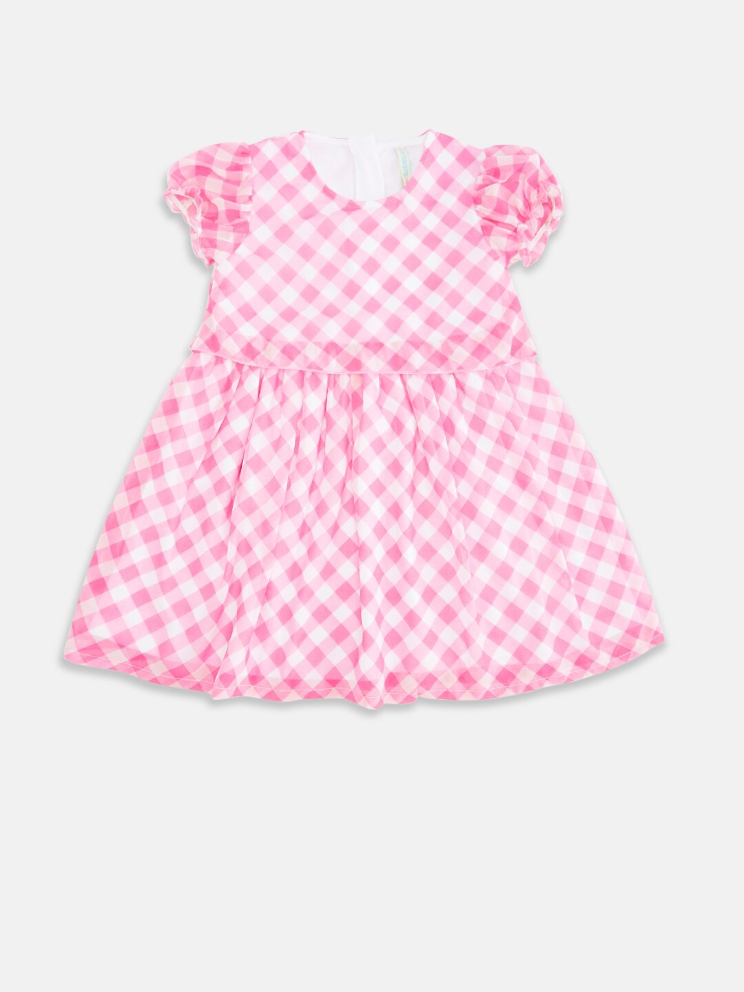 

Pantaloons Junior Girls Pink Checked Georgette Fit & Flare Dress