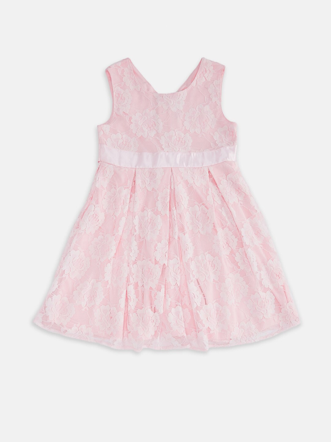 

Pantaloons Junior Girls Pink Self Design Dress