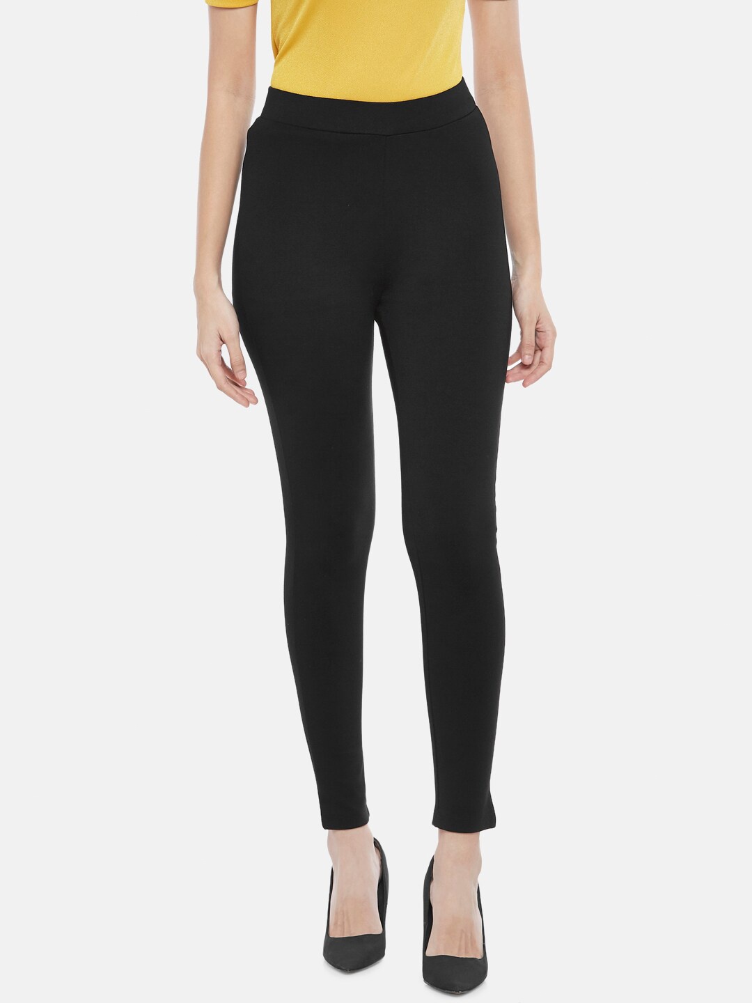 

Annabelle by Pantaloons Women Black Solid Skinny-Fit Treggings