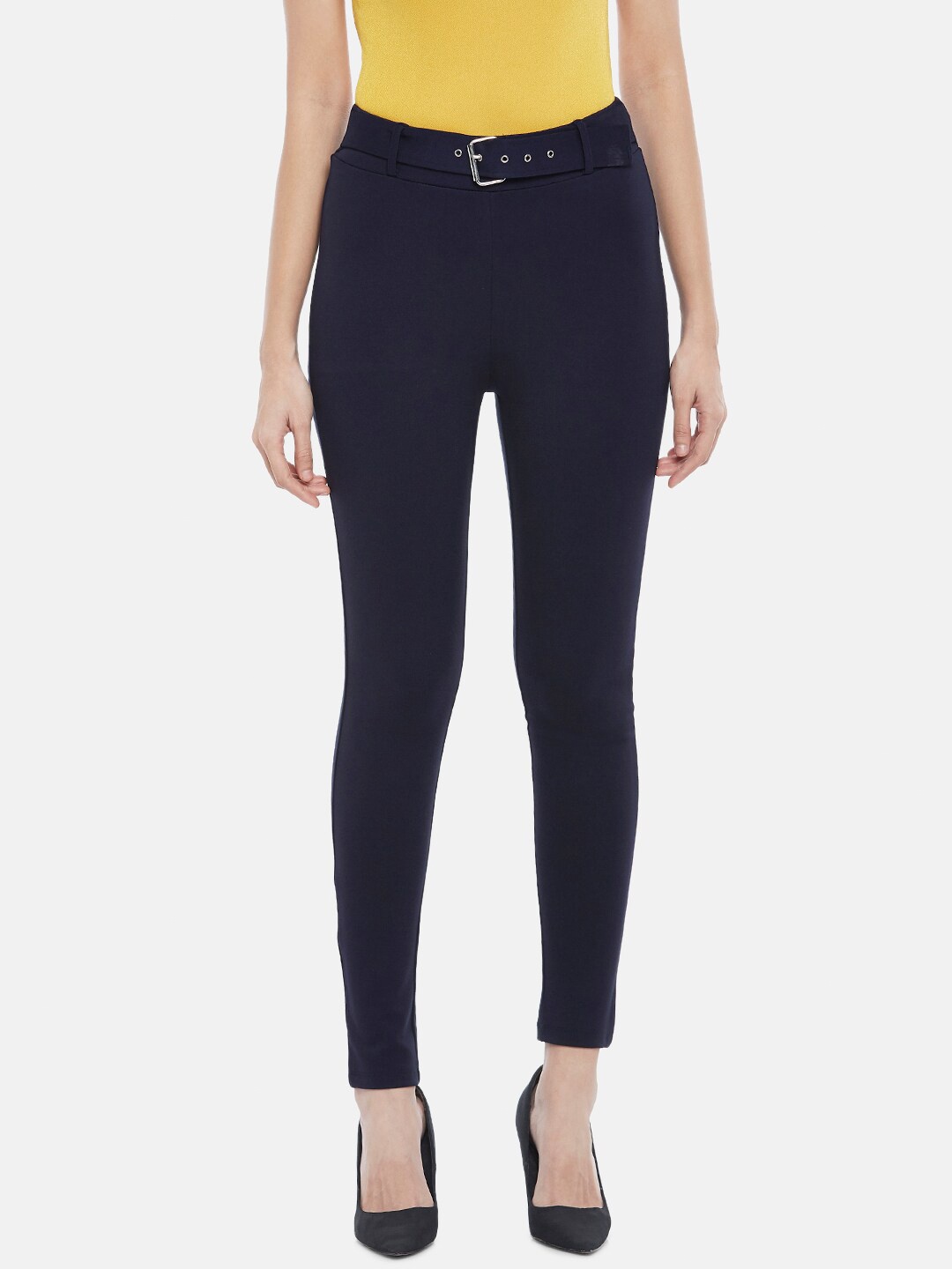 

Annabelle by Pantaloons Women Navy Blue Solid Skinny-Fit Treggings