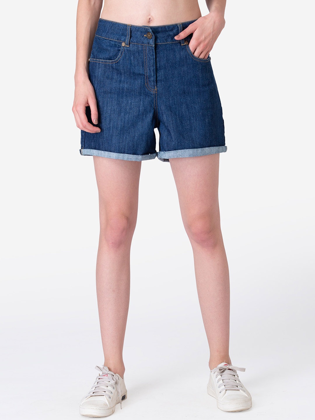

Modriba Women Navy Blue Denim Shorts