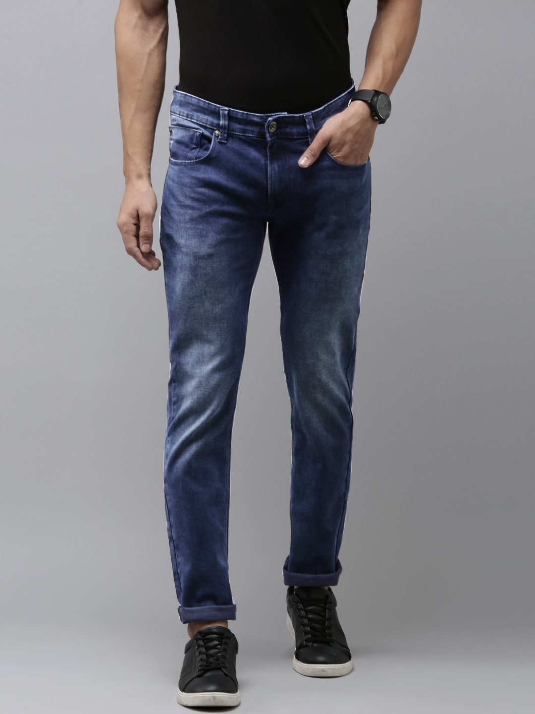 

SPYKAR Men Regular Fit Light Fade Stretchable Jeans, Blue
