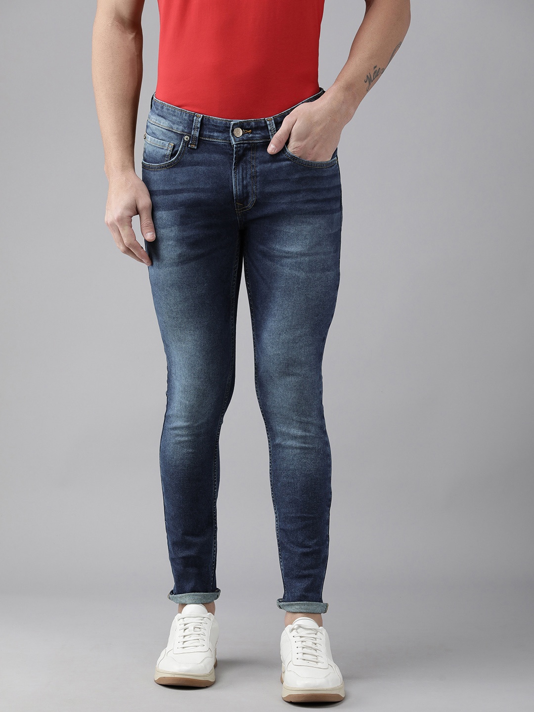 

SPYKAR Men Blue Super Skinny Fit Low-Rise Light Fade Stretchable Jeans