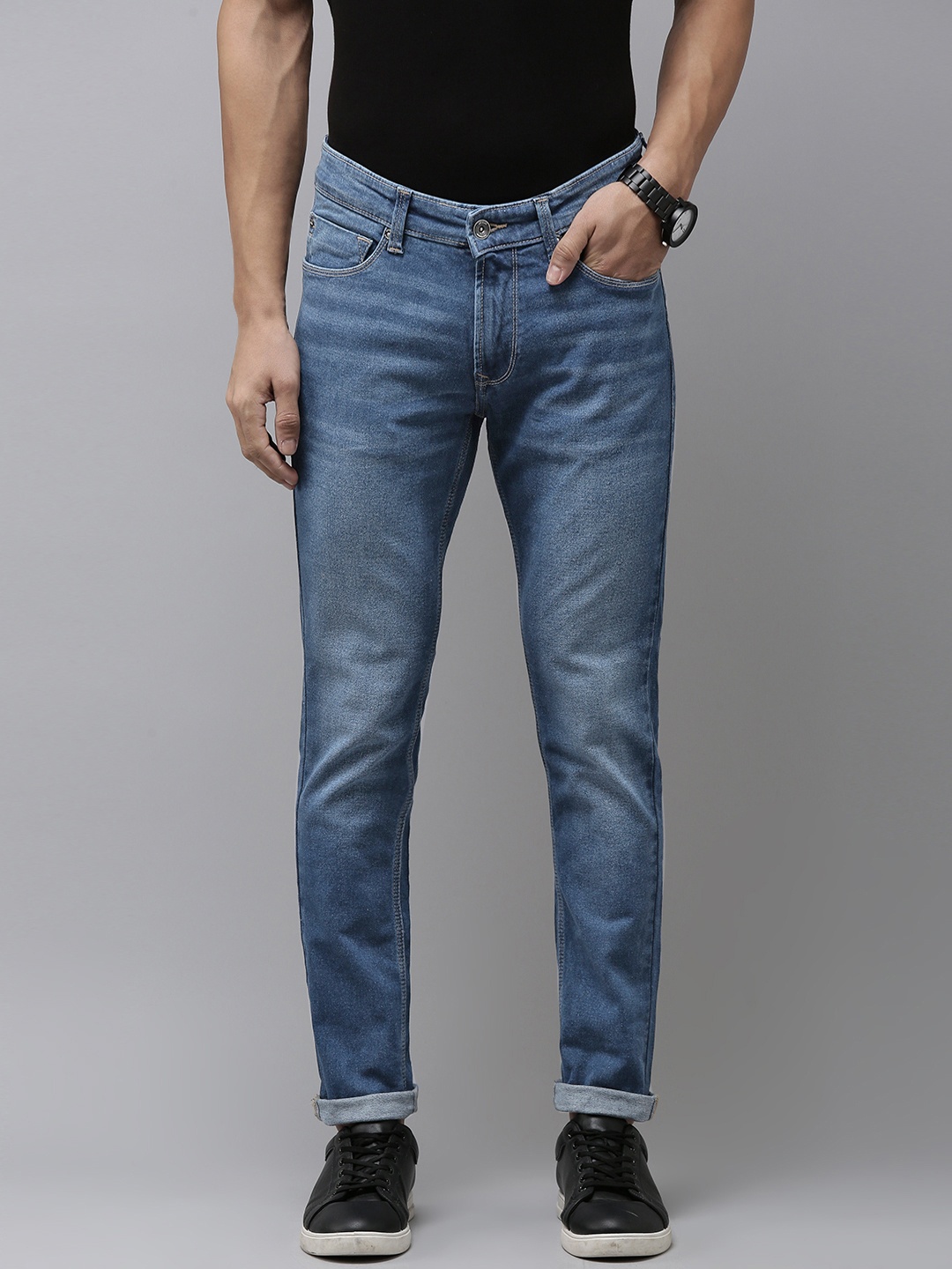 

SPYKAR Men Super Skinny Fit Faded Jeans, Blue