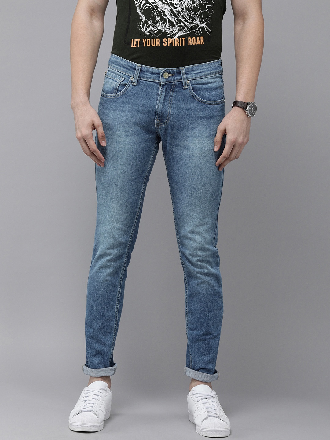 

SPYKAR Men Blue Skinny Fit Low-Rise Light Fade Stretchable Jeans