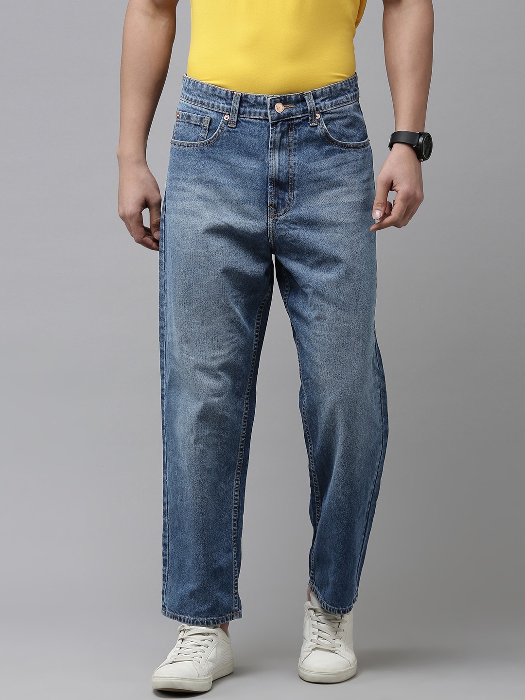 

SPYKAR Men Solid Renato Loose Fit Mid-Rise Heavy Fade Pure Cotton Jeans, Blue