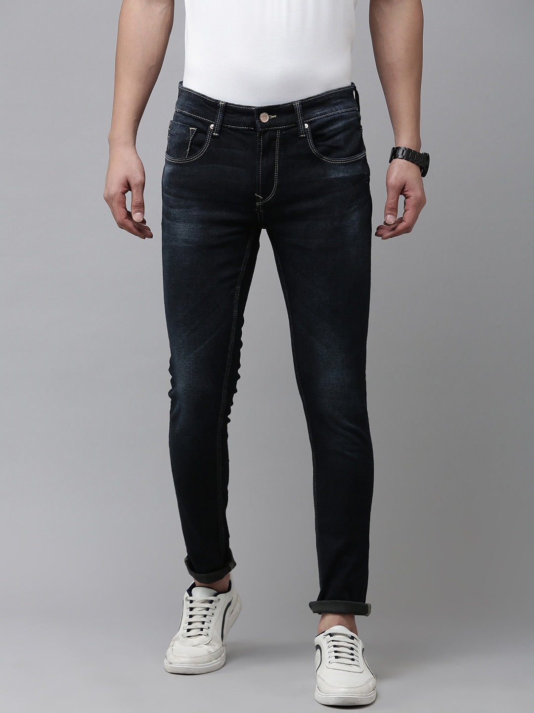 

SPYKAR Men Super Skinny Fit Faded Jeans, Blue