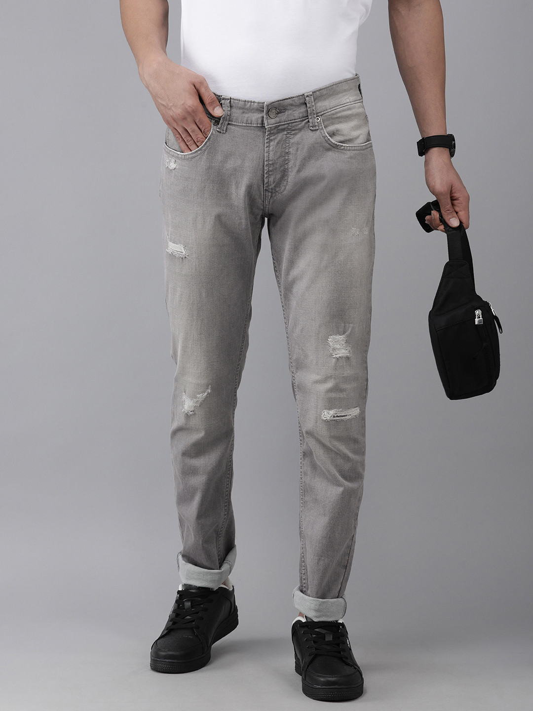 

SPYKAR Men Grey Skinny Fit Low-Rise Light Fade Stretchable Jeans
