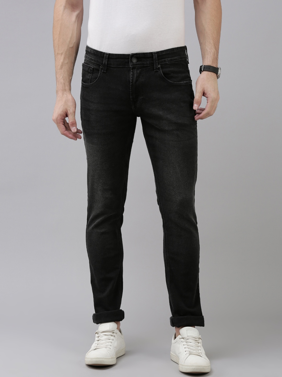 

SPYKAR Men Black Skinny Fit Low-Rise Light Fade Stretchable Jeans