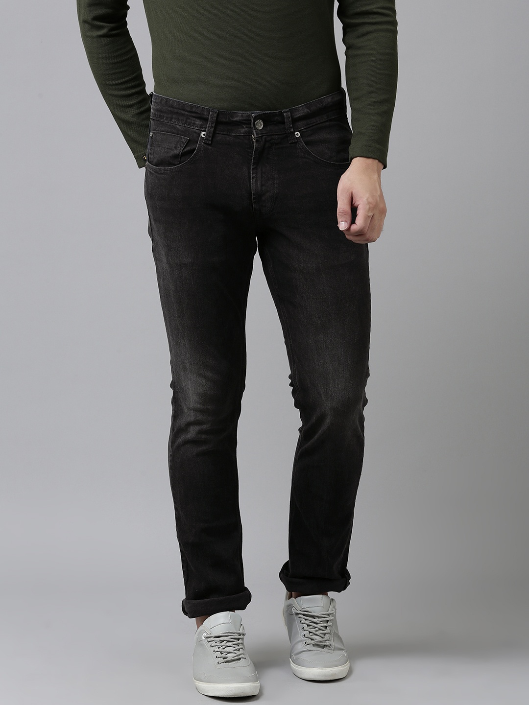 

SPYKAR Men Black Rover Regular Fit Low-Rise Light Fade Stretchable Jeans