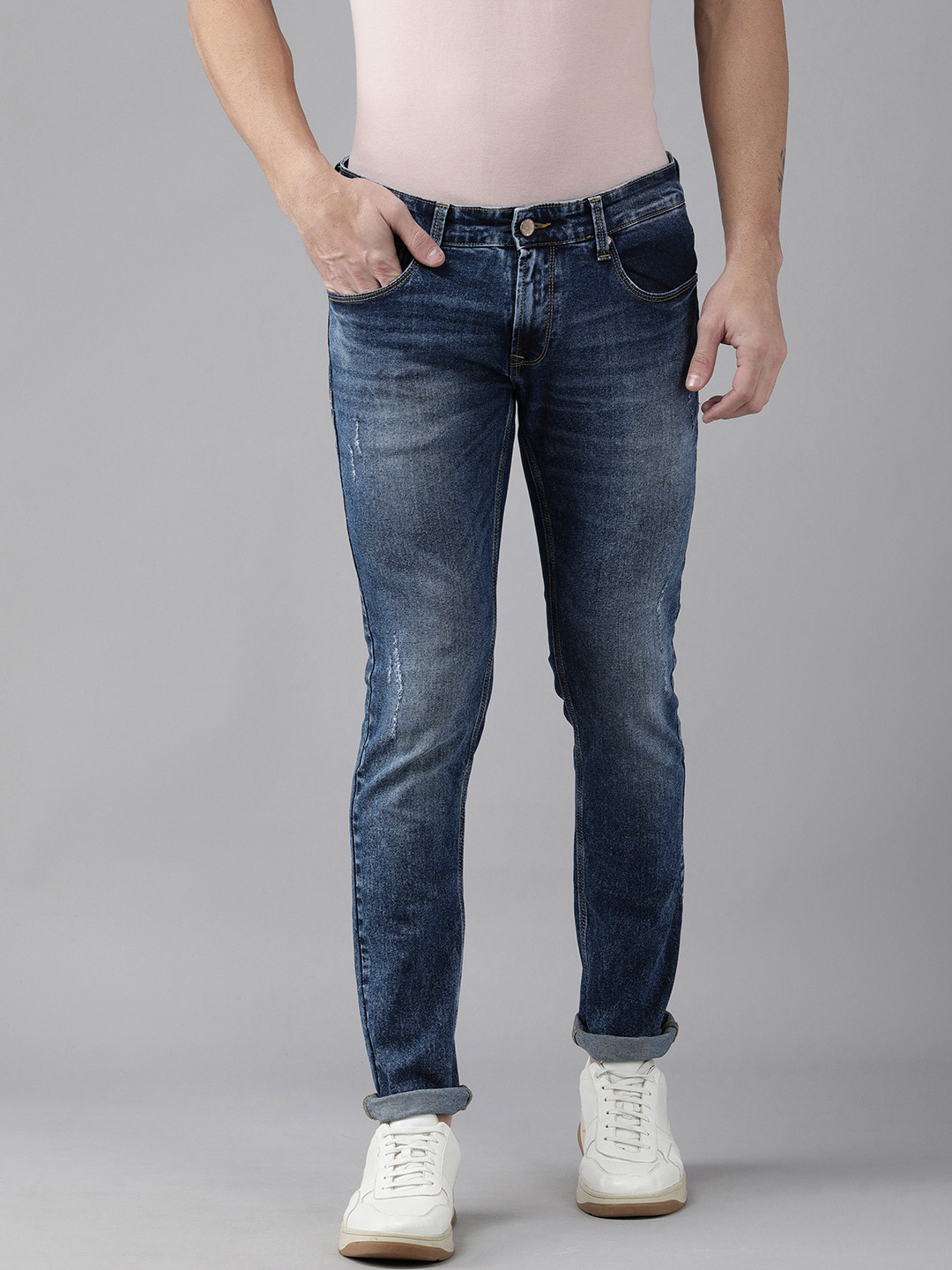 

SPYKAR Men Blue Skinny Fit Low-Rise Light Fade Stretchable Jeans