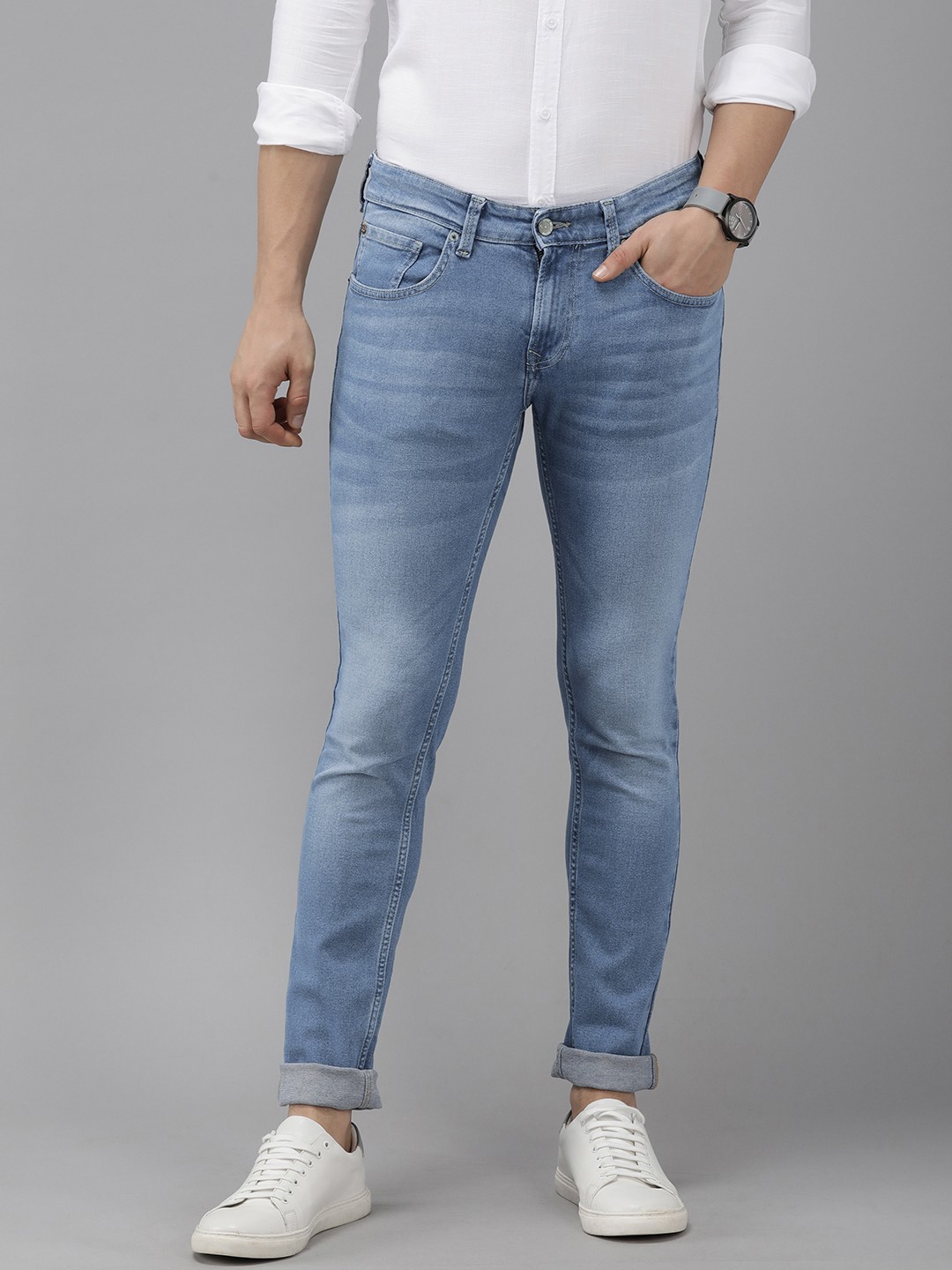 

SPYKAR Men Blue Skinny Fit Low-Rise Light Fade Stretchable Jeans