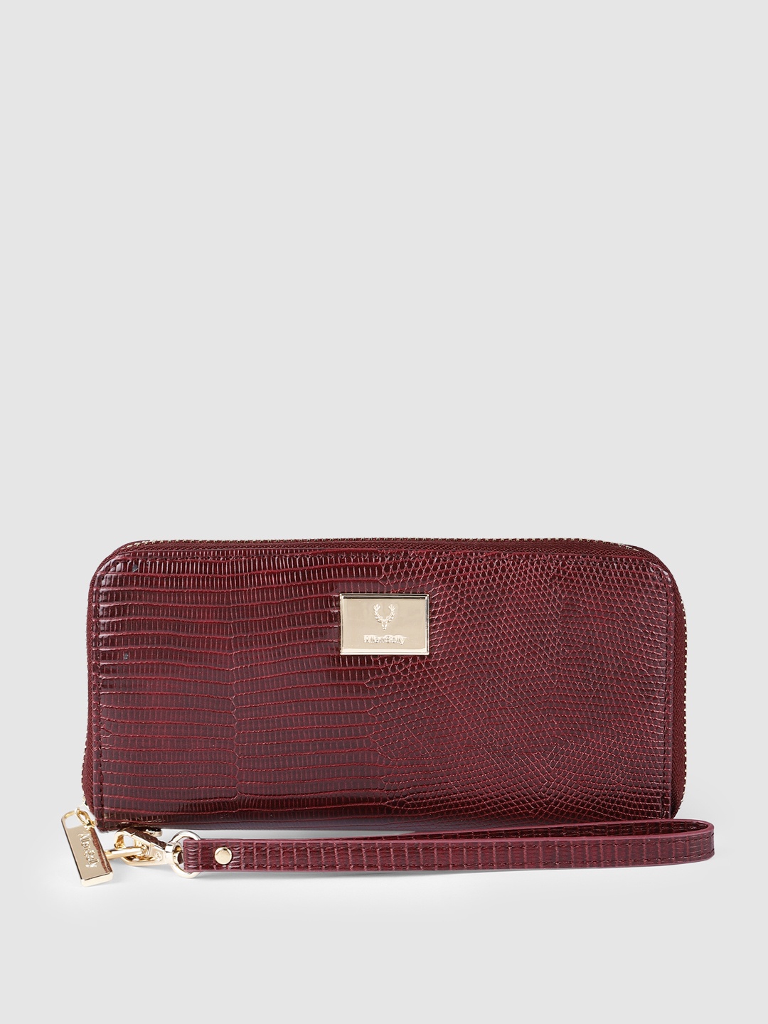 

Allen Solly Women Burgundy Textured Zip Around Wallet