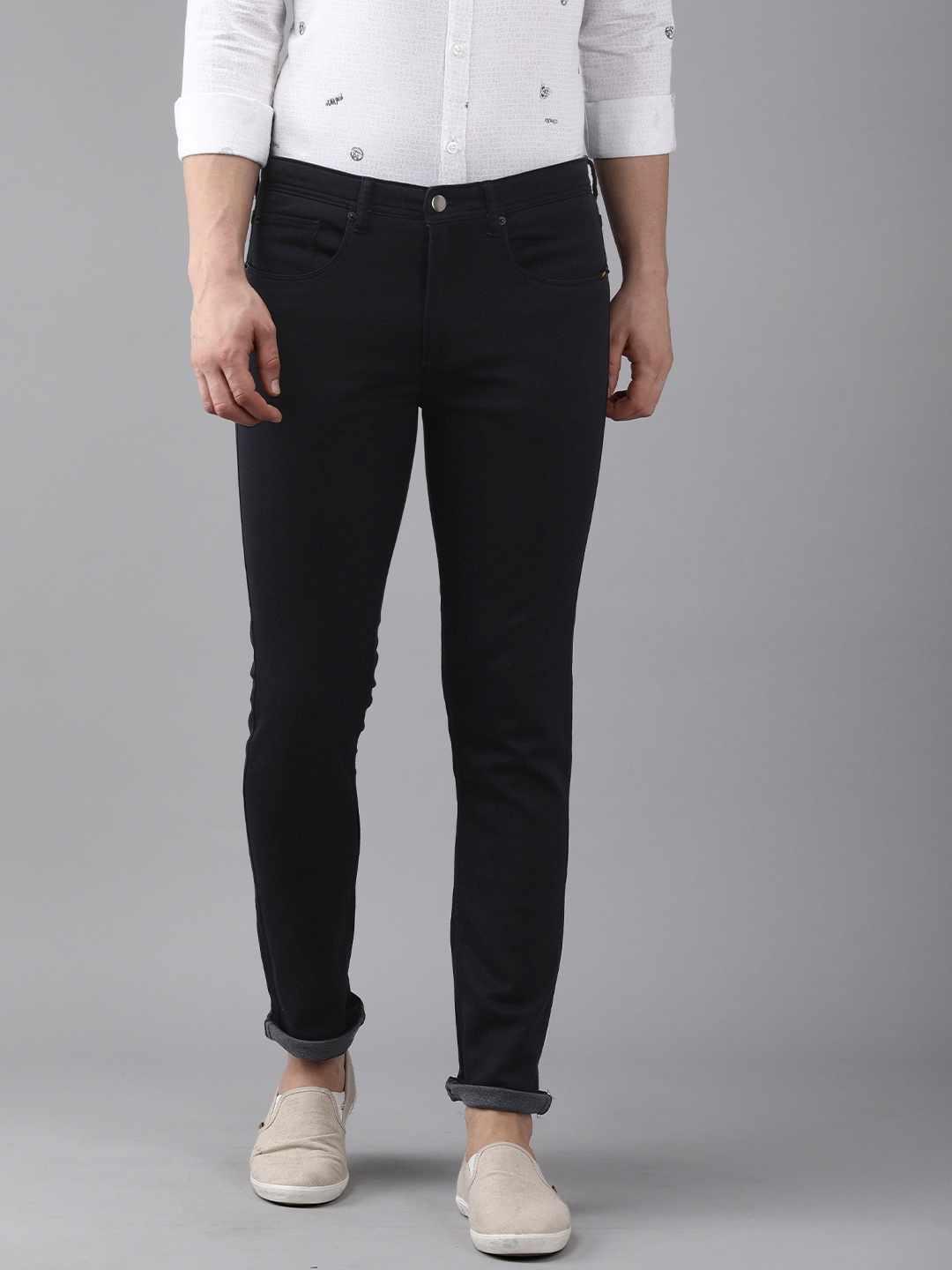 

SPYKAR Men Navy Blue Slim Fit Regular Trousers