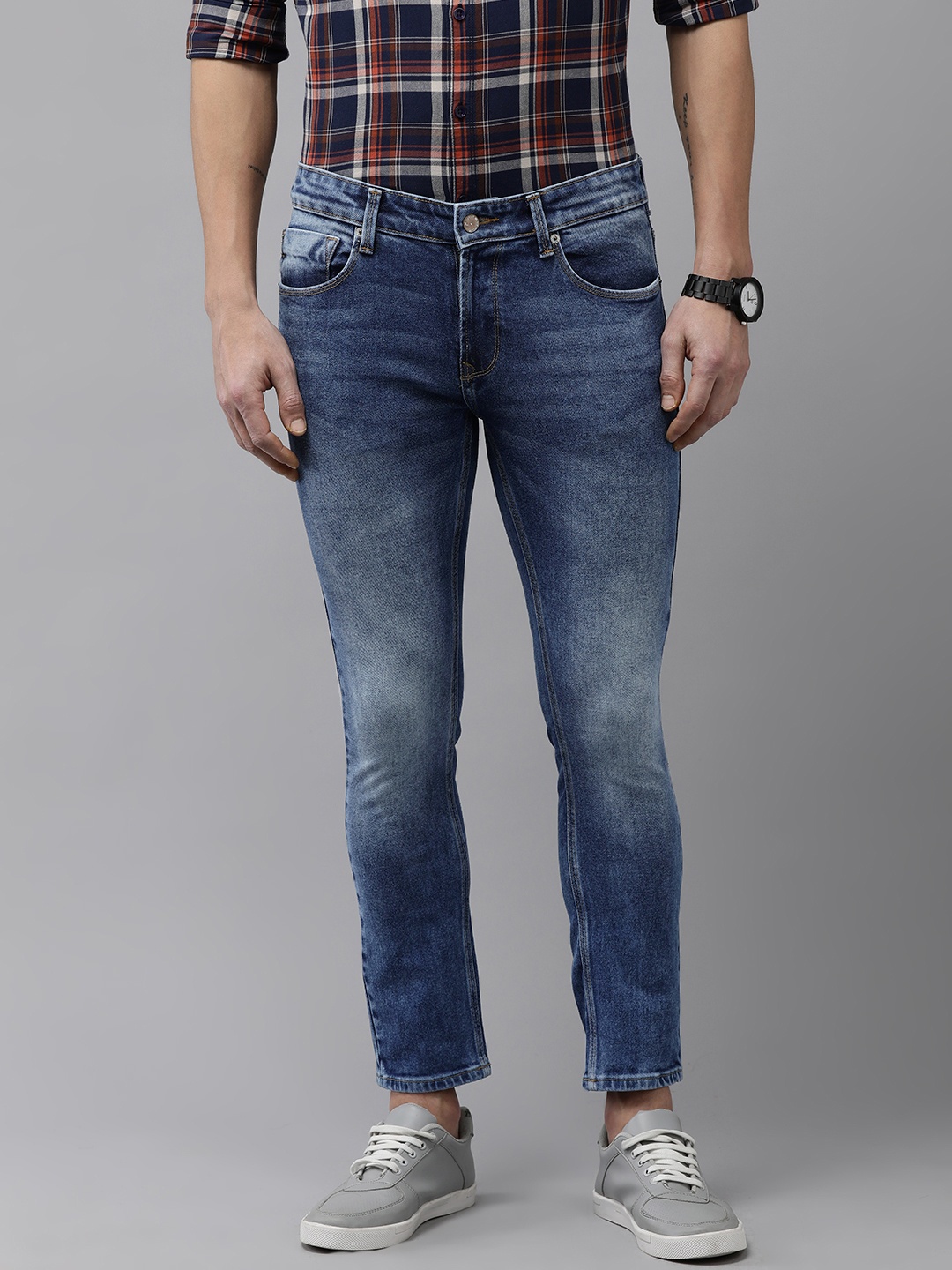 

SPYKAR Men Kano Slim Fit Mid-Rise Heavy Fade Stretchable Jeans, Blue