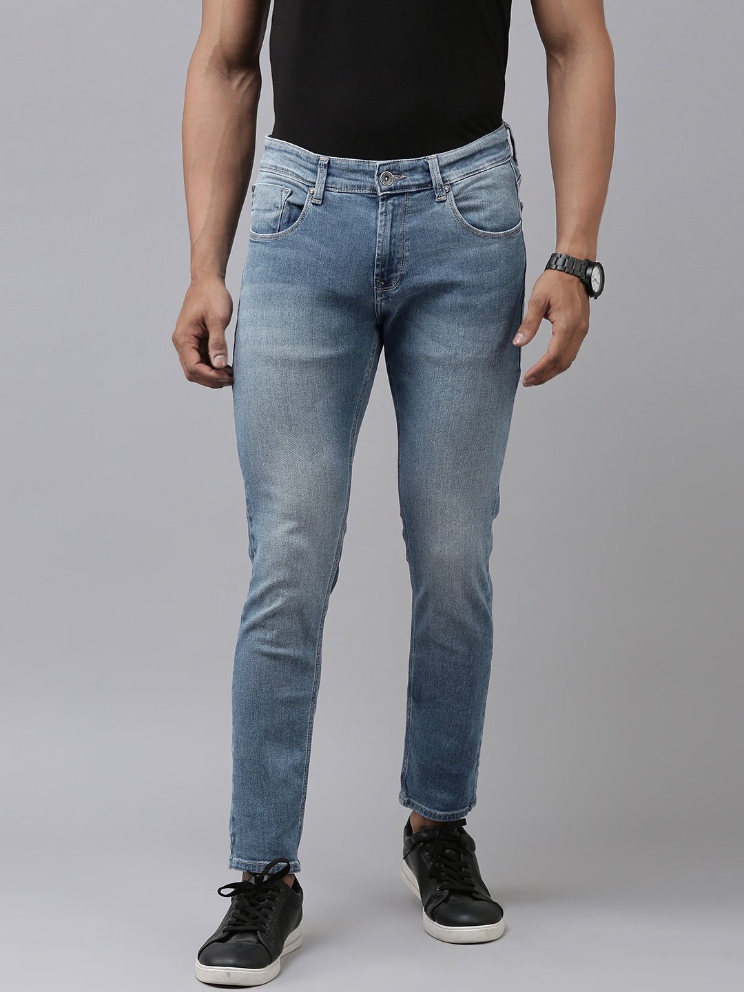 

SPYKAR Men Light Blue Kano Tapered Fit Mid-Rise Heavy Fade Jeans