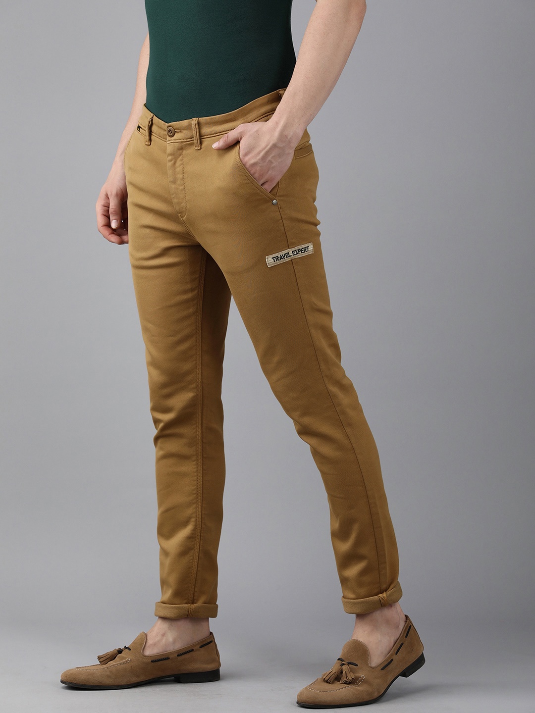 

SPYKAR Men Khaki Slim Fit Regular Trousers