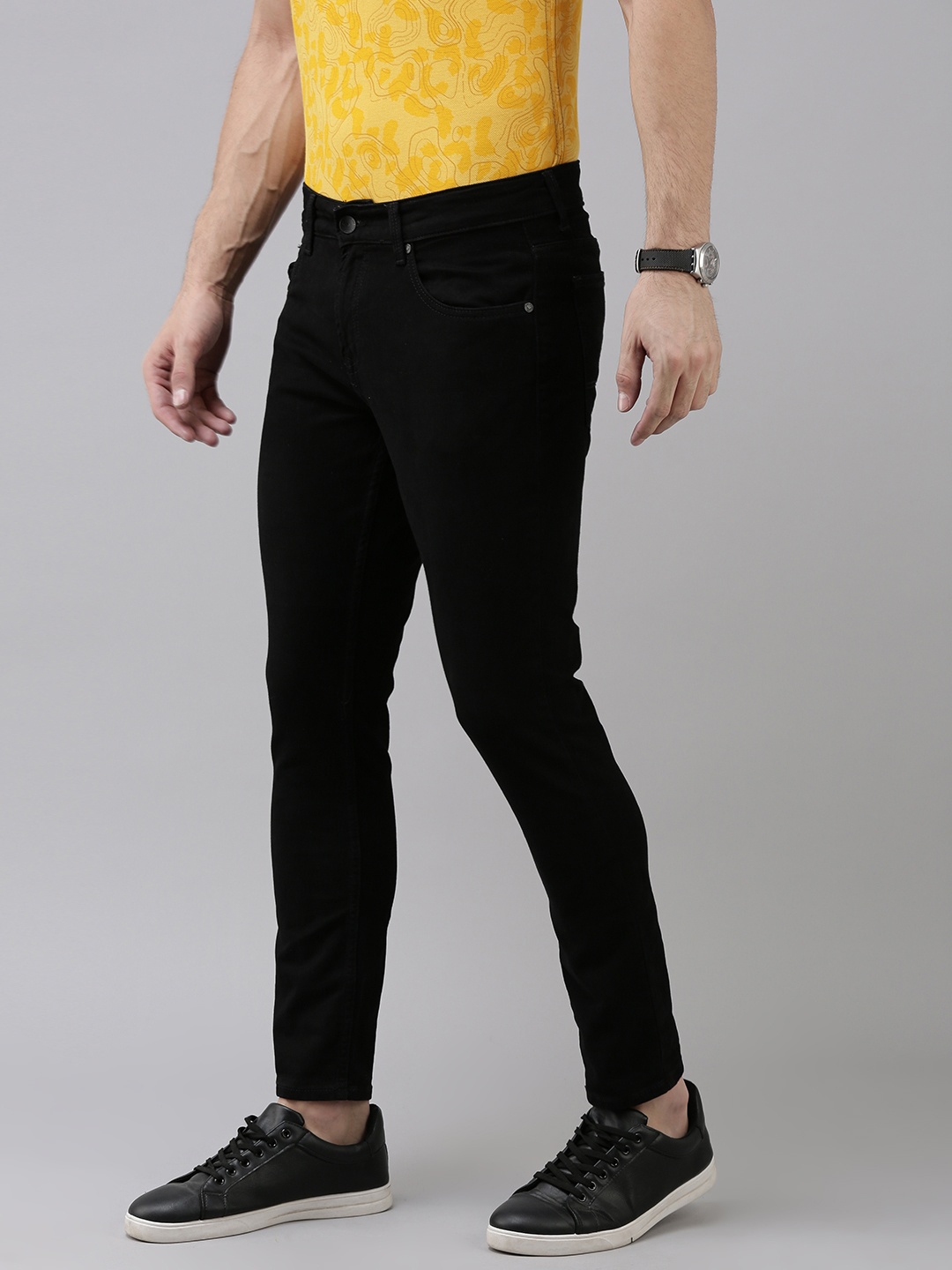 

SPYKAR Men Black Kano Slim Fit Mid-Rise Stretchable Jeans