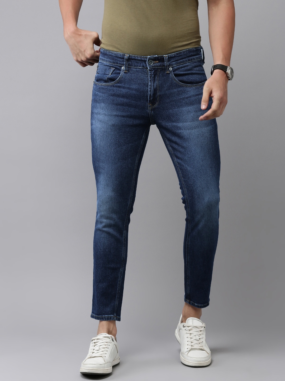 

SPYKAR Men Kano Skinny Fit Light Fade Stretchable Jeans, Navy blue
