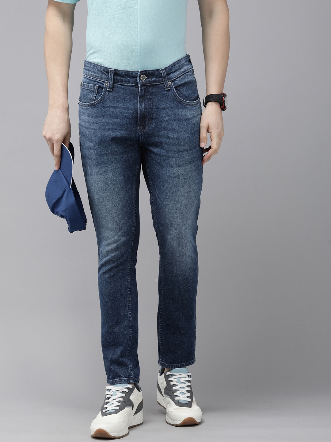 

SPYKAR Men Kano Tapered Fit Light Fade Stretchable Jeans, Blue