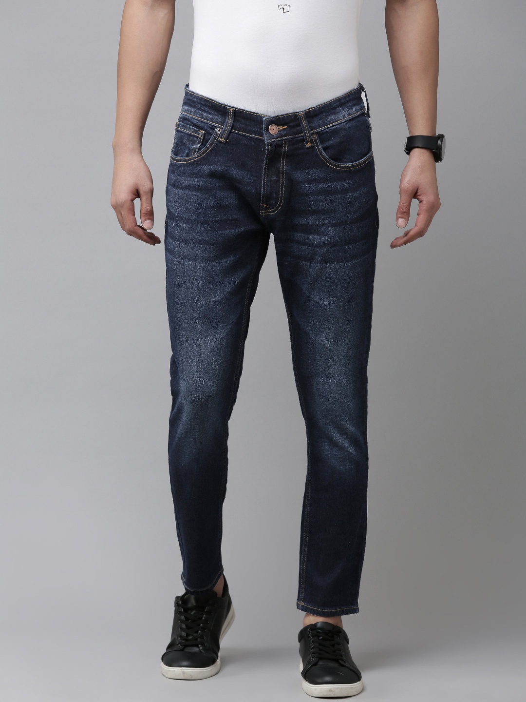 

SPYKAR Men Kano Tapered Fit Light Fade Stretchable Jeans, Blue