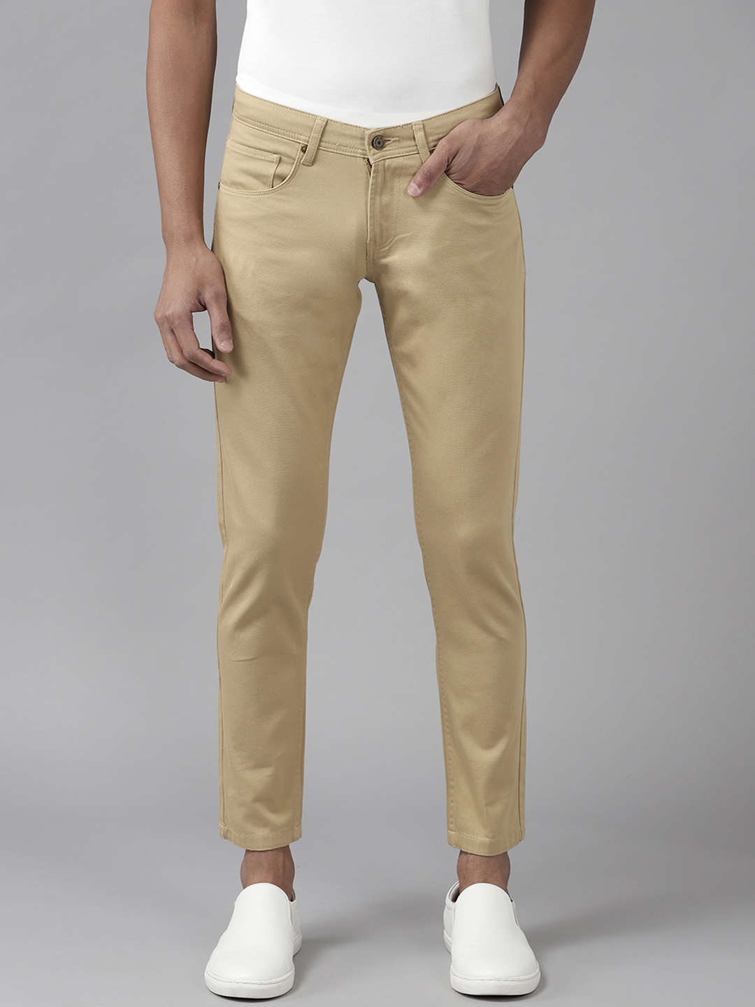 

SPYKAR Men Khaki Brown Solid Trousers