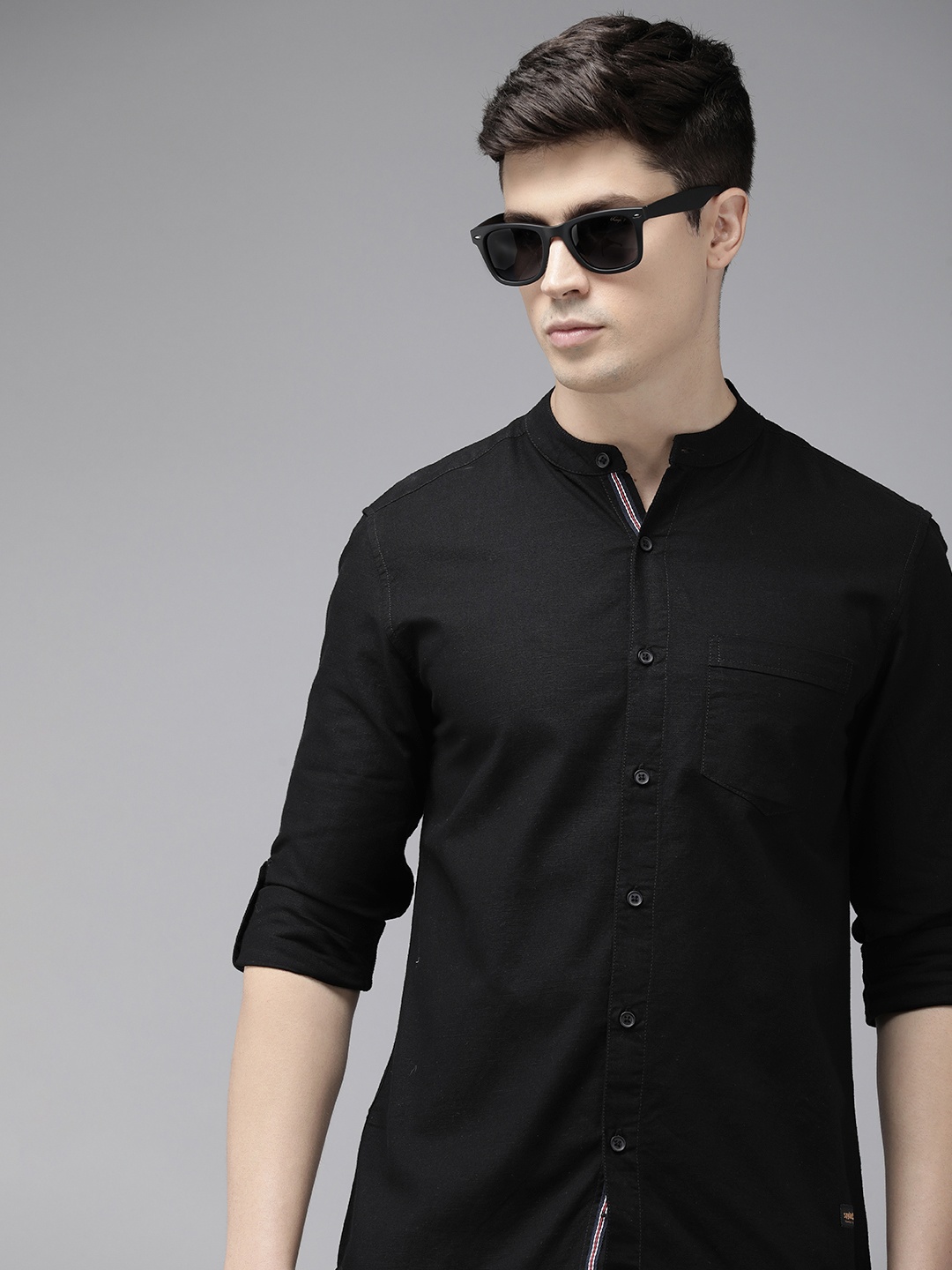 

SPYKAR Pure Cotton Slim Fit Opaque Casual Shirt, Black