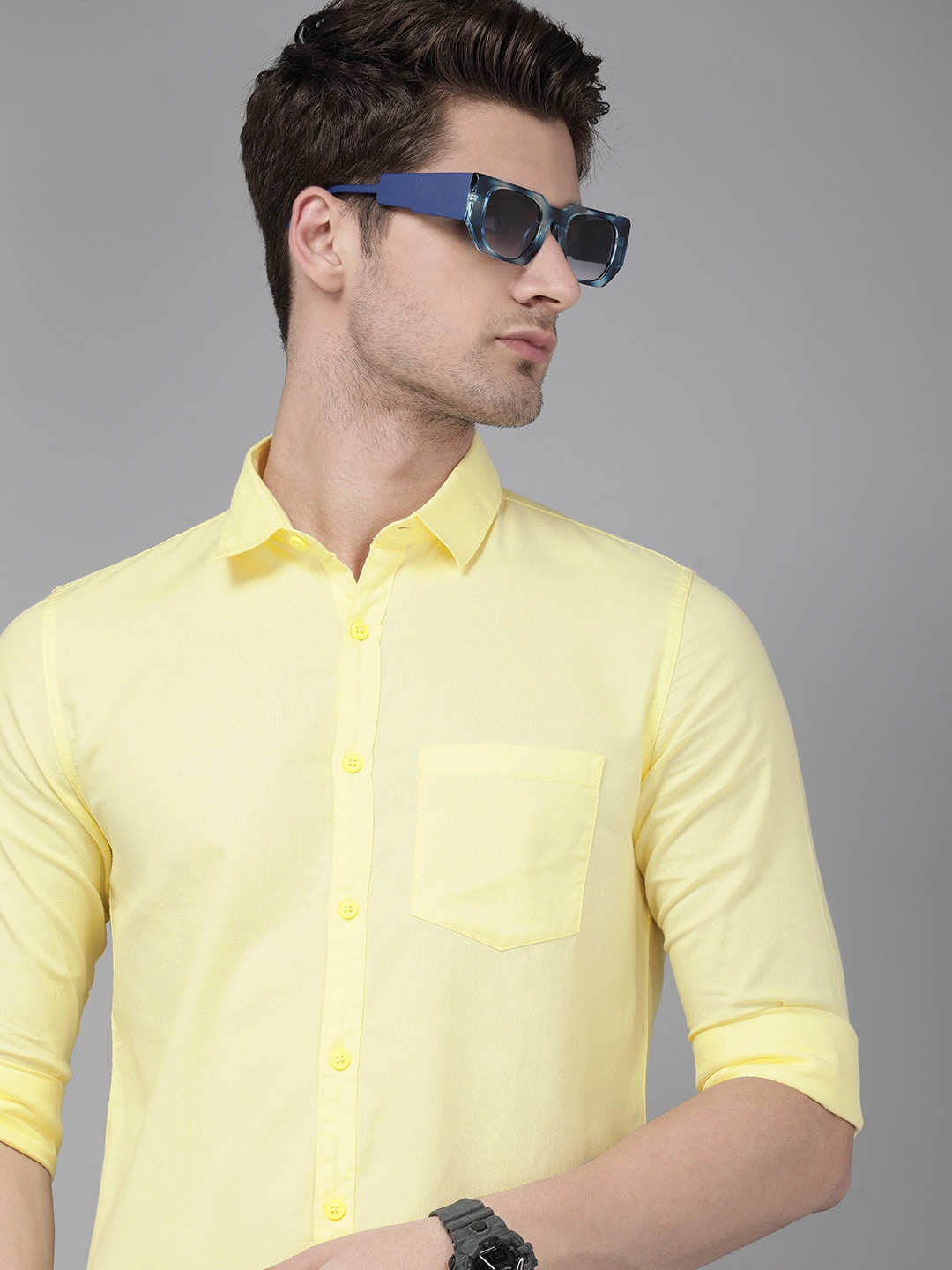 

SPYKAR Solid Slim Fit Pure Cotton Casual Shirt, Yellow