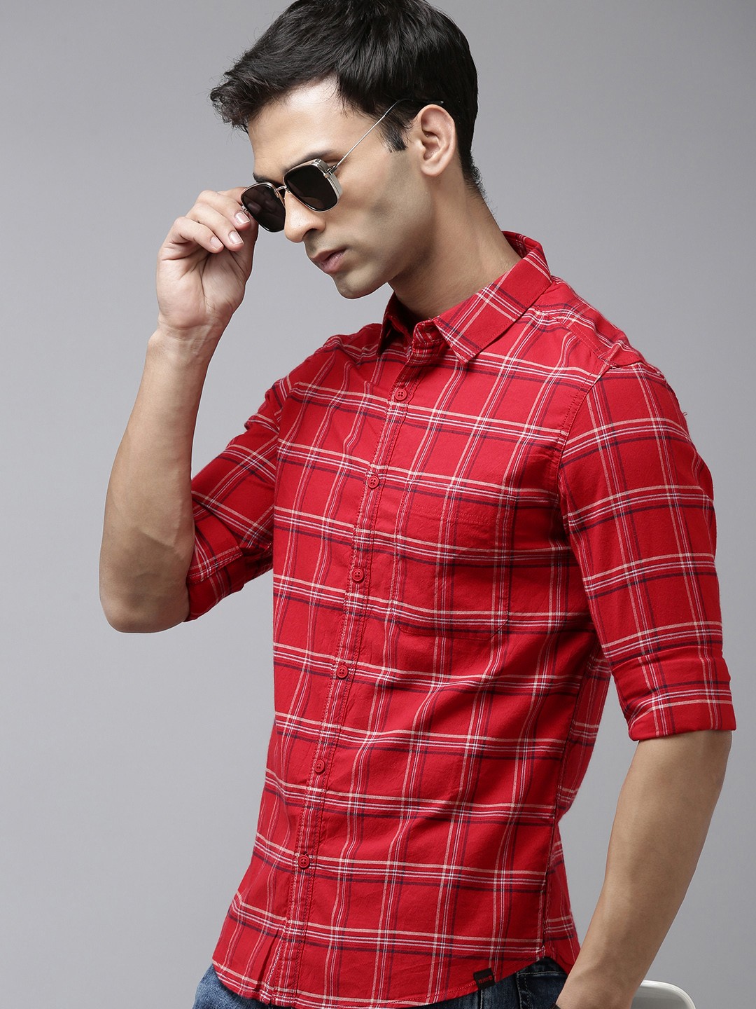 

SPYKAR Checked Casual Shirt, Red