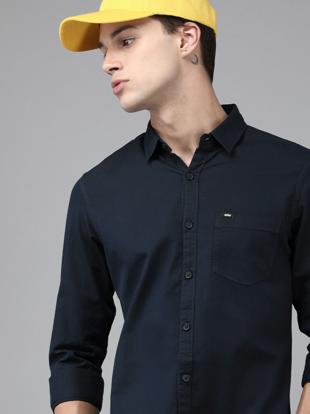 

SPYKAR Men Navy Blue Slim Fit Casual Shirt