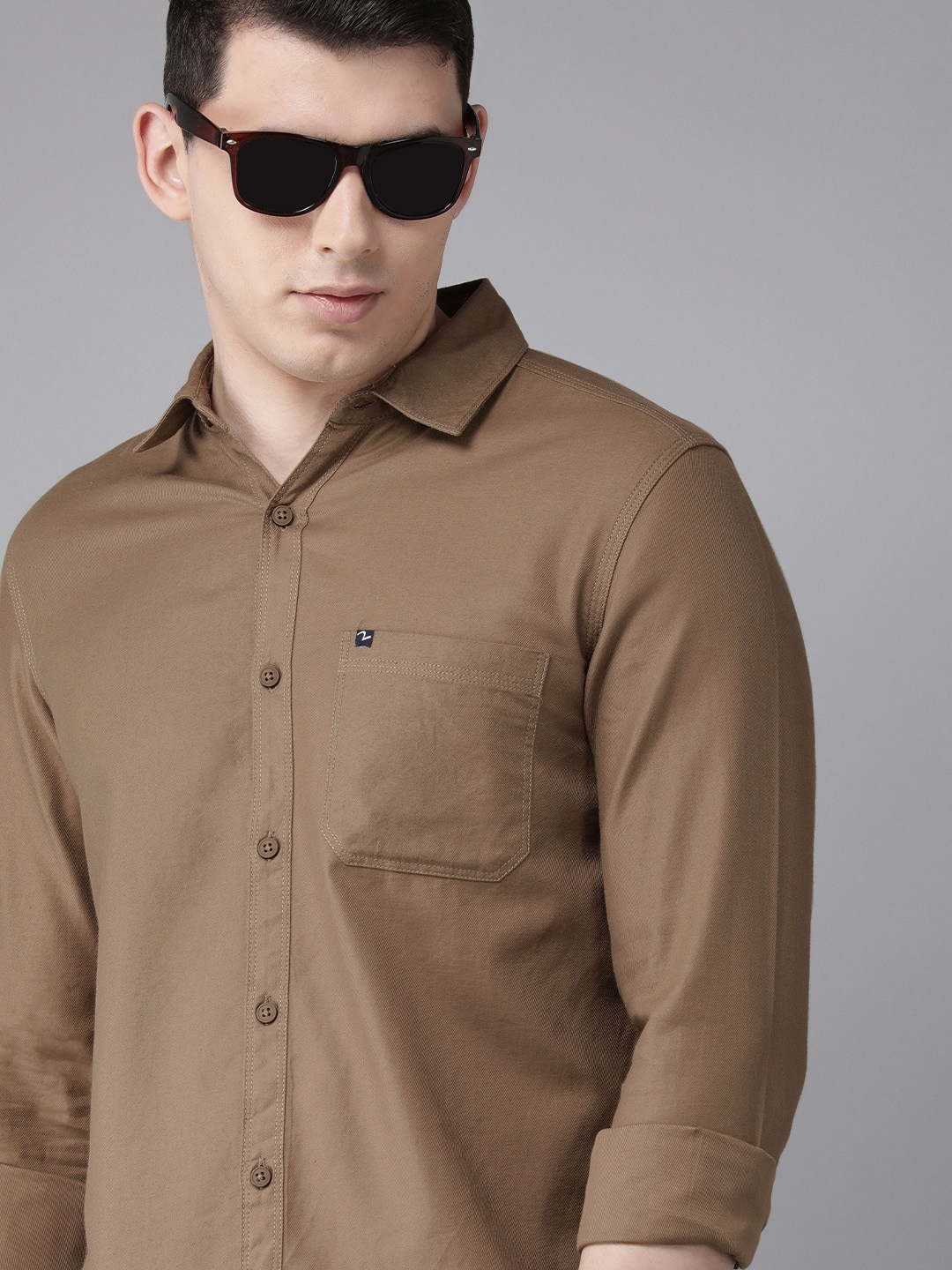 

SPYKAR Men Brown Slim Fit Pure Cotton Casual Shirt