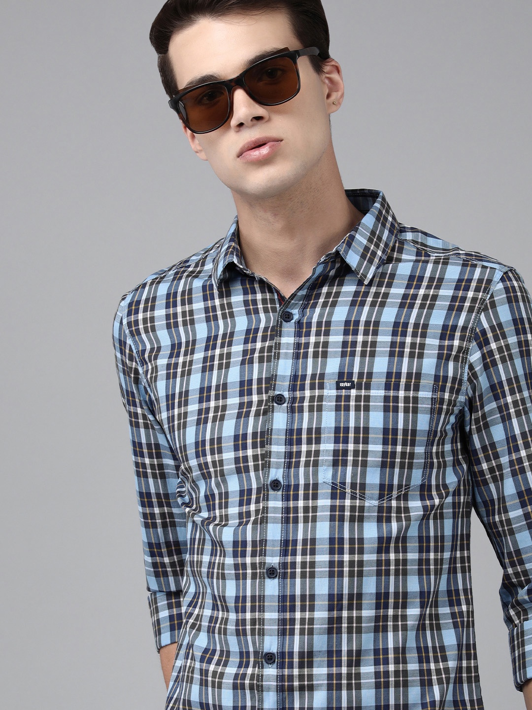 

SPYKAR Men Blue Slim Fit Checked Casual Shirt