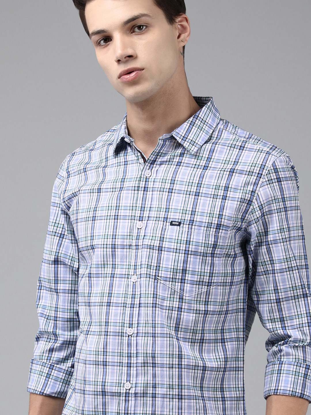 

SPYKAR Men Blue Slim Fit Checked Casual Shirt