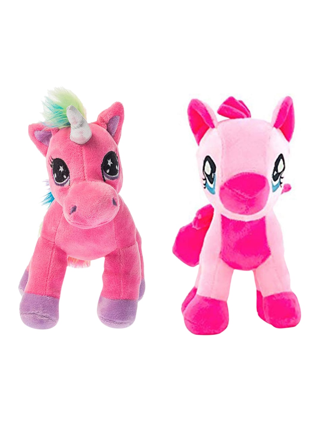 

Dimpy Stuff Kids Pack Of 2 Little Pony & Unicorn Soft Toys, Pink