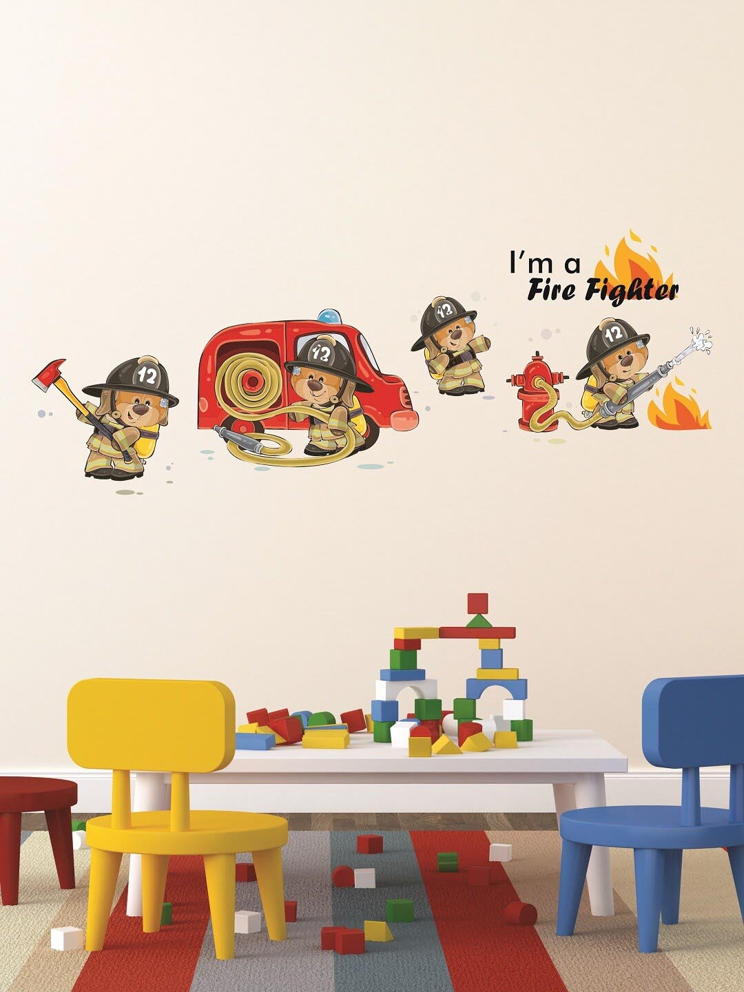 

WALLSTICK Brown & Red Fire Fighter Large Vinyl Wall Sticker
