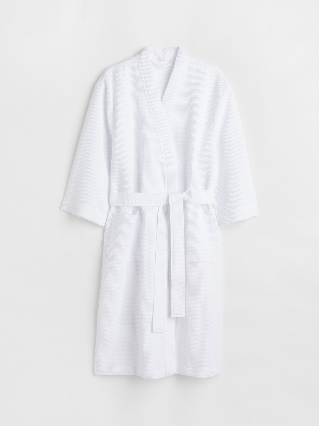 

H&M Women White Waffled Dressing Gown