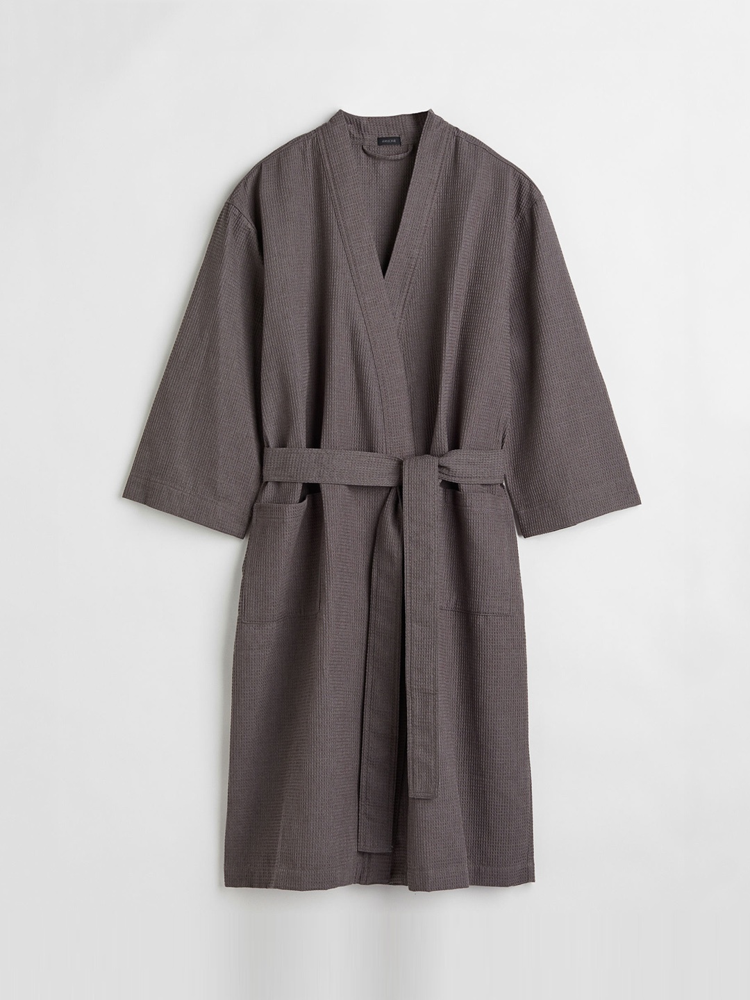 

H&M Women Charcoal Grey Waffled Dressing Gown