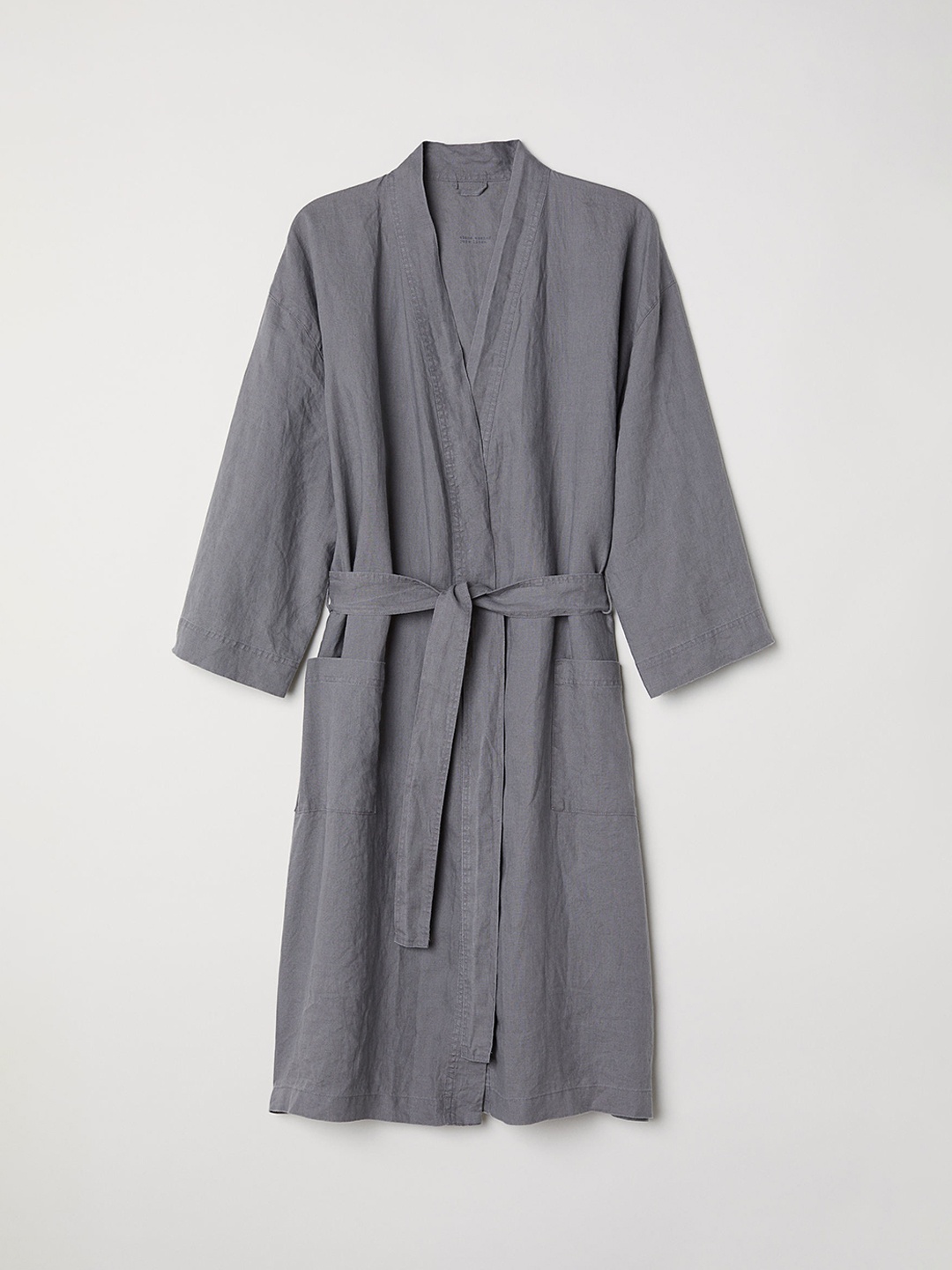 

H&M Unisex Grey Washed Linen Dressing Gown