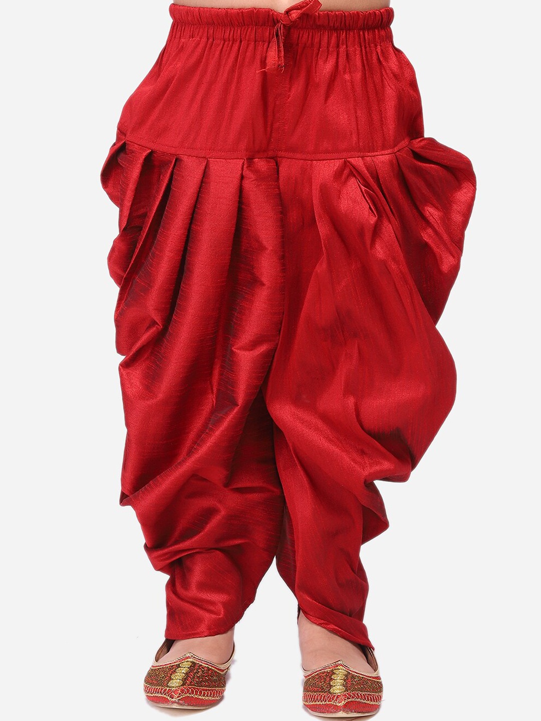 

NAMASKAR Boys Maroon Loose-Fit Silk Patiala