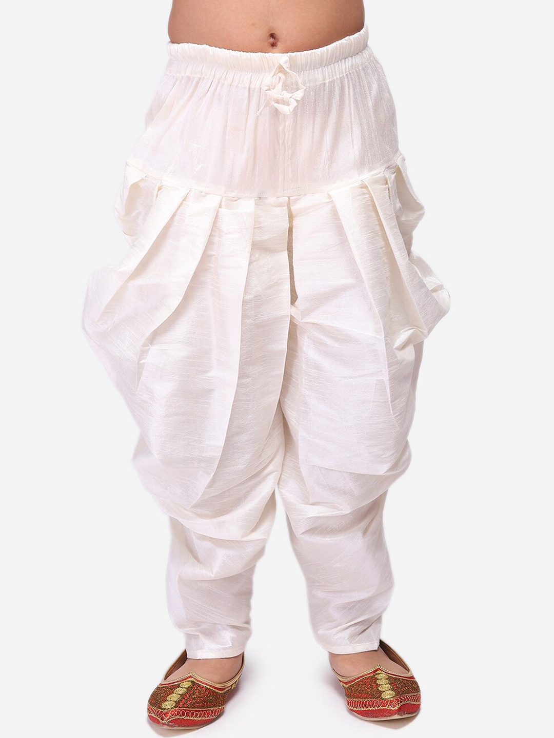 

NAMASKAR Boys White Solid Silk Patiala