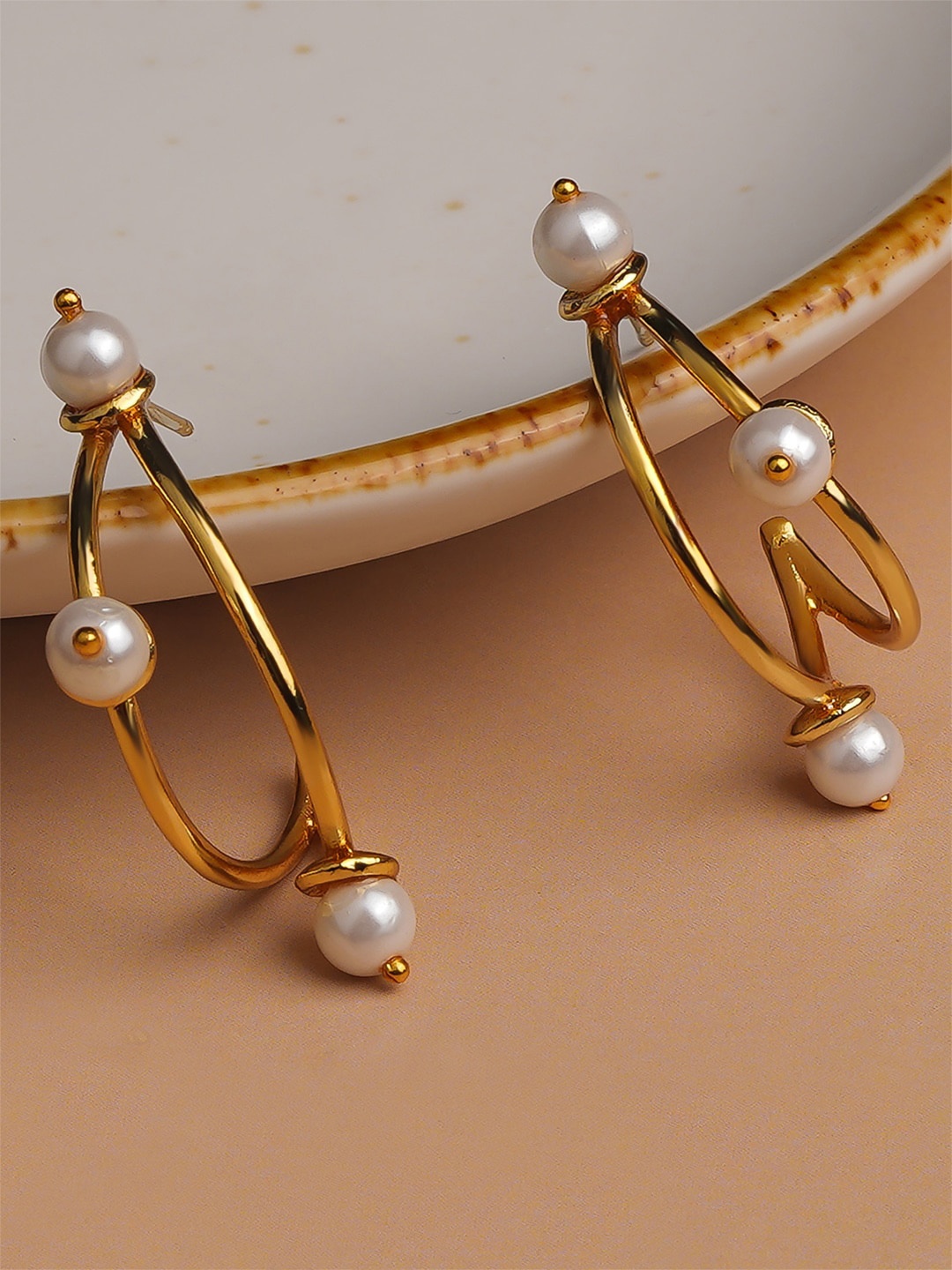 

Queen Be Gold-Toned Contemporary Half Hoop Earrings