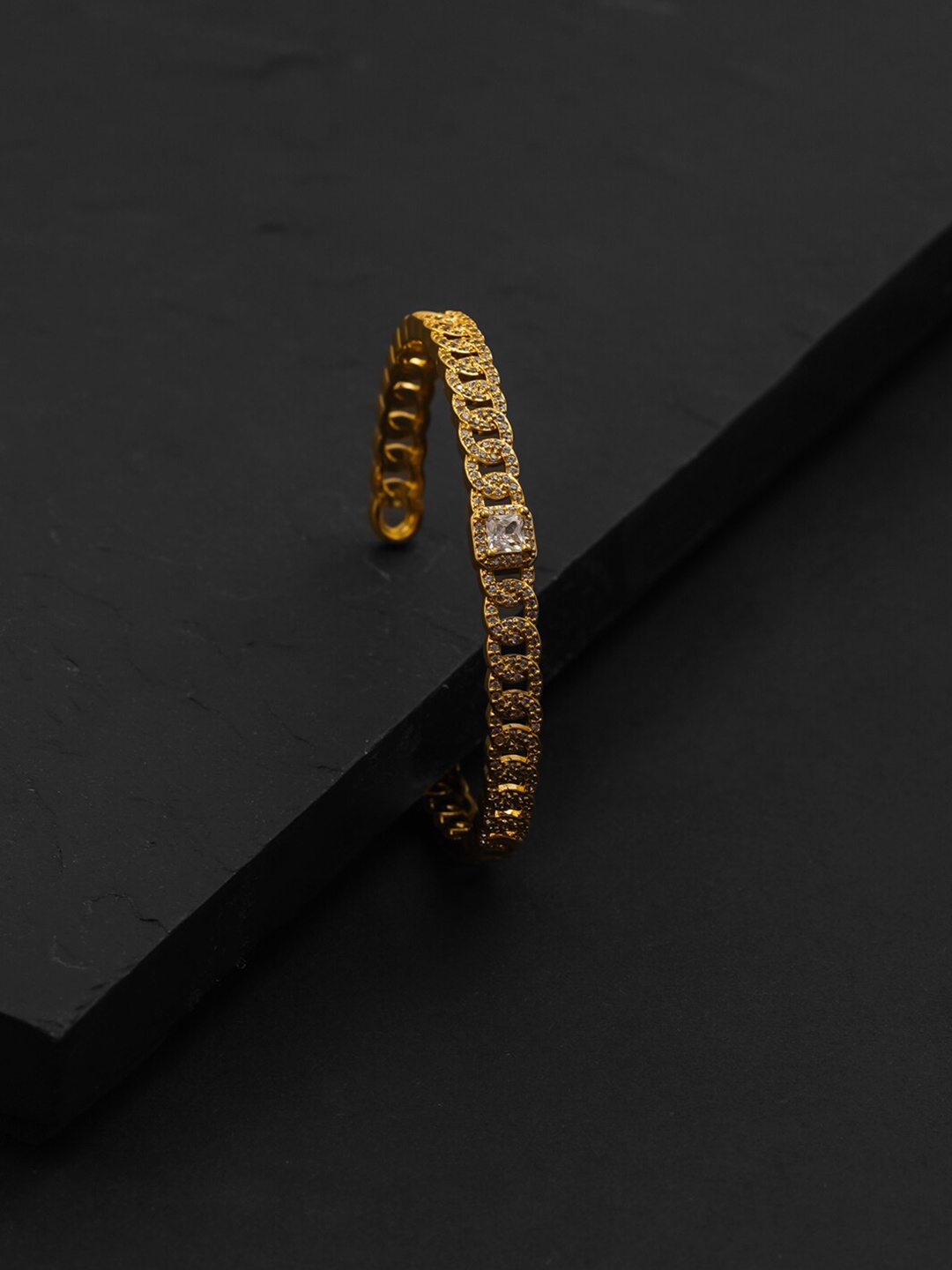 

Queen Be Women Gold-Toned & White Brass Gold-Plated Cuff Bracelet