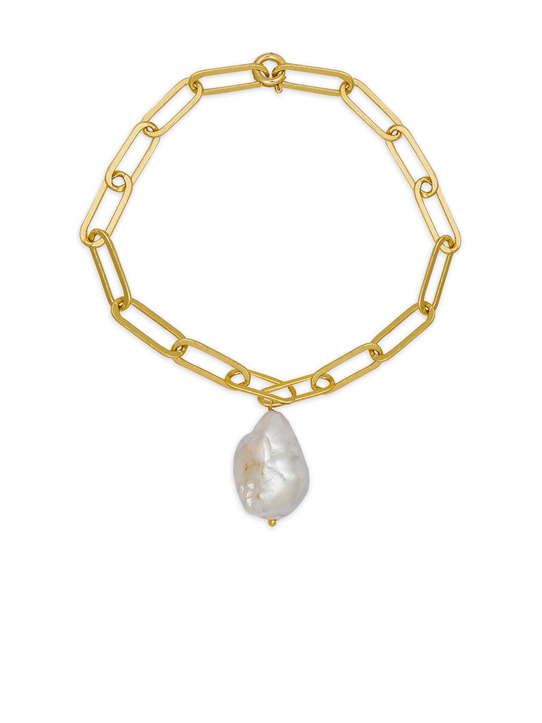 

Queen Be Women Gold-Toned & White Brass Pearls Gold-Plated Charm Bracelet